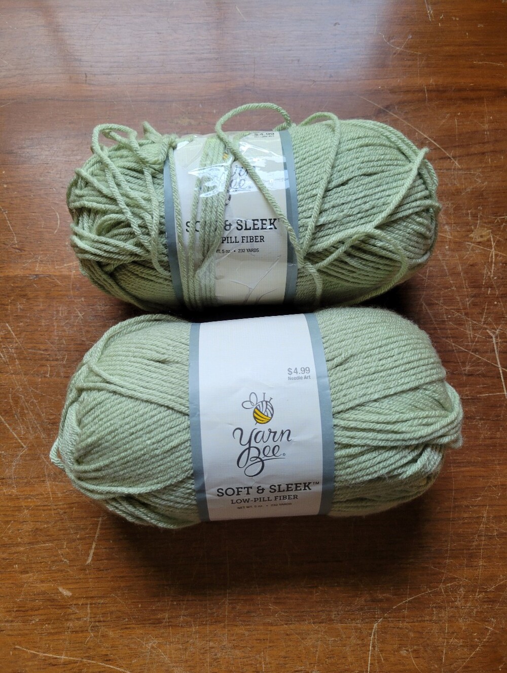 2 Yarn Bee Soft & Sleek Low-Pill Fiber Yarn Sage NEW
